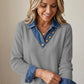 📢📢50%Rabatt!!!🎉✨Damen Shirt in Layering-Optik mit Denim-Kragen