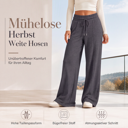 🚀 Neu zum halben Preis ！Damen-Freizeit-Hosen mit weitem Bein und elastischem Kordelzugbund
