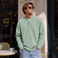 Herren-Cord-Sweatshirt mit Viertelreißverschluss, lässiges Langarm-Oberteil mit Stehkragen