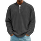 Herren-Cord-Sweatshirt mit Viertelreißverschluss, lässiges Langarm-Oberteil mit Stehkragen