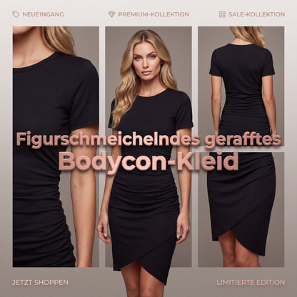 ⏰ Dernière vague – stocks épuisés – -50% peut s'arrêter à tout moment Damen Kurzarm-Raffungen Bodycon-T-Shirt-Kleid