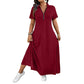 📢📢50%Rabatt!!!🎉✨Lässiges Maxikleid für Damen mit Reißverschluss und Unifarben