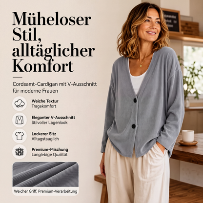📢📢50%Rabatt!!!🎉✨Damen-Cordstrickjacke mit V-Ausschnitt