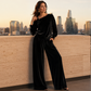 📢📢50%Rabatt!!!🎉✨Damen-Off-Shoulder-Oberteil mit weitem Hosenbein als Set