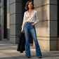 🚨 Eilmeldung: 50% endet heute Nacht! Damen High Waist Destroyed Flare Jeans