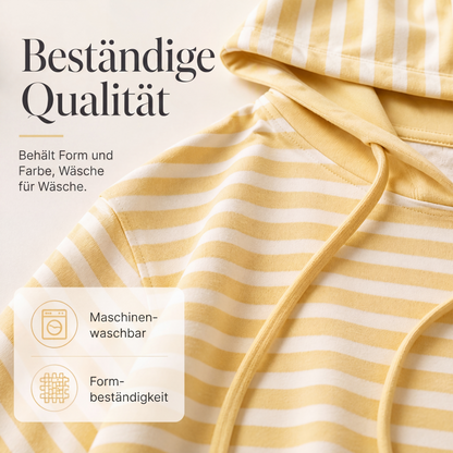 🧥 Weites gestreiftes Damen-Kapuzenpullover mit 3/4-Ärmeln – Legerer Look, weicher Stoff & vielseitig kombinierbar | Perfekt für Alltag, Freizeit & warme Tage – Jetzt -50%!