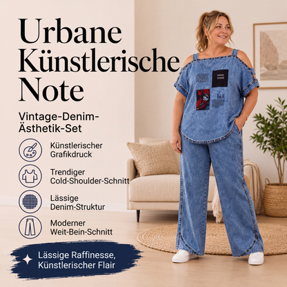📢📢50%Rabatt!!!🎉✨Schulterfreies Oberteil mit weiter Hose für Damen – Eleganter Look, fließender Stoff & feminine Silhouette – Perfekt für warme Tage & besondere Anlässe