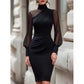📢📢50%Rabatt!!!🎉✨Damen Bodycon-Kleid aus Netzstoff mit Stehkragen