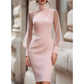 📢📢50%Rabatt!!!🎉✨Damen Bodycon-Kleid aus Netzstoff mit Stehkragen