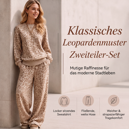 🏅 2000 Stück in 3 Tagen verkauft – schnell sein! Damen-Set mit Sweatshirt mit Leopardenmuster und weiten Hosen