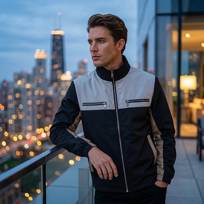 👥 Über 80.000 Käufer haben bereits zugeschlagen! Herren-Stehkragenjacke im Color-Block-Design