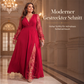 Elegantes Damen-Maxikleid mit V-Ausschnitt und Spitzenapplikationen