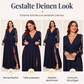 Elegantes Damen-Maxikleid mit V-Ausschnitt und Spitzenapplikationen