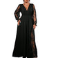Elegantes Damen-Maxikleid mit V-Ausschnitt und Spitzenapplikationen