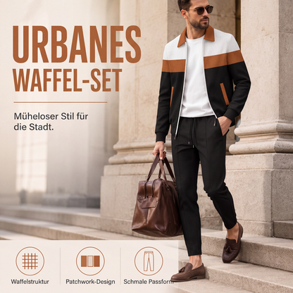 Herren-Set mit Jacke durchgehendem Reißverschluss und Hose