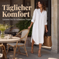 Weites Baumwoll-Leinen-Hemdkleid für Damen mit Taschen