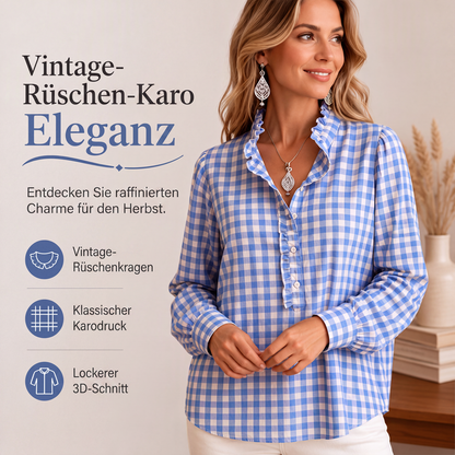 🌪️ Dieser Artikel fliegt raus – der Bestand schmilzt minütlich! Damen Freizeit-Langarmhemd mit Karomuster und Rüschen