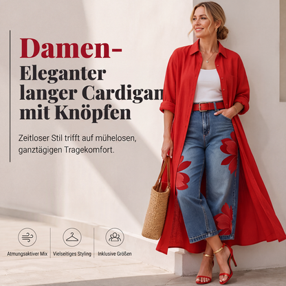 🚀 Neu zum halben Preis ！Elegante lange Damen-Strickjacke mit Knopfleiste