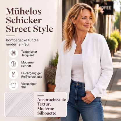 🚀 Neu zum halben Preis！Strukturierte Damenjacke mit Reißverschluss und Baseballkragen