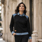 📈 Verkaufshit Nr. 1 – direkt 50%! Langarm-Sweatshirt für Damen mit Denim-Patchwork