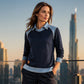 📈 Verkaufshit Nr. 1 – direkt 50%! Langarm-Sweatshirt für Damen mit Denim-Patchwork
