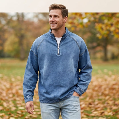 👕Herren-Pullover mit halbem Reißverschluss im Vintage-Look – Lässiges Sweatshirt im Streetstyle ✨