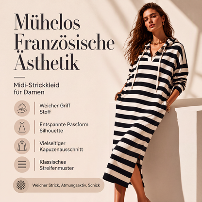 🚀 Neu eingetroffen – 50% Probierpreis! Legeres gestreiftes Hoodie-Kleid für Damen