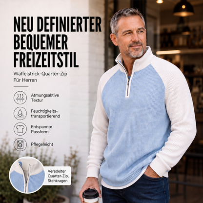 📢📢50%Rabatt!!!🎉✨Herren-Waffelstrick-Quarter-Zip-T-Shirt