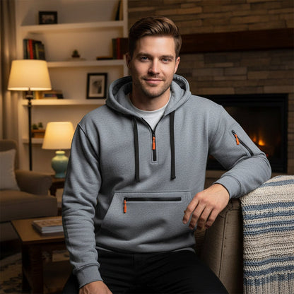 📦 Täglich 500+ Pakete versendet – der Wahnsinn! Warmes Utility-Hoodie für Herren mit Viertelreißverschluss