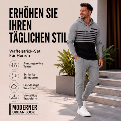 🙌 70% Wiederkaufquote – Qualität überzeugt! Sportliches zweiteiliges Waffelstrick-Set für Herren in Farbblock-Optik