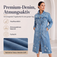 📊 Über 200.000 Verkäufe – Dankeschön mit 50% Rabatt! Damen-Jeansjacke lang im Used-Look mit Rissen