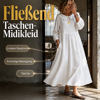 ⌛ Nur solange Vorrat reicht – danach regulärer Preis! Weites langärmliges Maxikleid für Damen mit Taschen