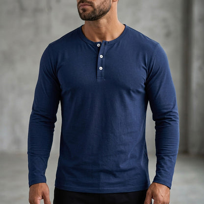 👕 50 % RABATT | Lässig, zeitlos & unkompliziert – Herren Langarmshirt mit Henley-Kragen