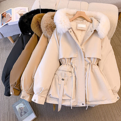 Damen taillierter mittellanger Parka mit Taschen