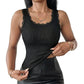 🔥✨ 1 GEKAUFT 1 GRATIS! Damen Slim Fit Rippträger – Integrierter Bügel-BH, Spitzenbordüre V-Ausschnitt, Dehnbarer Baumwollstoff, Glatter Rücken · Schwarz Weiß Grau · S bis XL ⏰