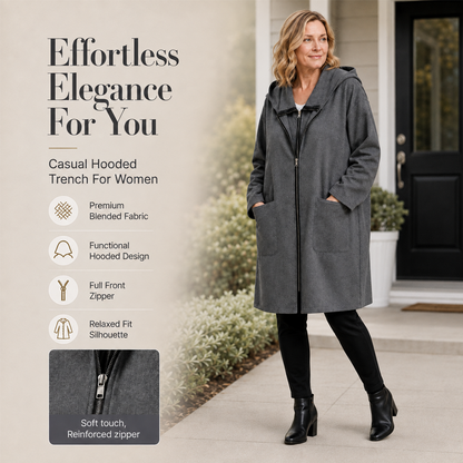 👀 Alle reden davon – du auch? Jetzt zum halben Preis! Mittellange Damenjacke mit Kapuze und 2 Reißverschlüssen