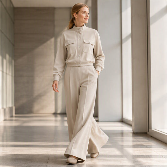 📢📢50%Rabatt!!!💎✨ Top-bewertet – Set mit Jacke und weiter Hose – zeitlos und praktisch