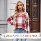 👚 50 % RABATT | Lässiger Karo-Look & entspannter Tragekomfort – Damen Kapuzenshirt mit V-Ausschnitt