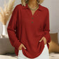 ⭐ Top-bewertet – V-Ausschnitt-Bluse mit Waffeltextur