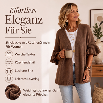 📈 N°1 des ventes – directement à -50% ! Damen-Strickcardigan mit Rüschenärmeln