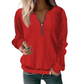 🚨 Urgent : -50% se termine ce soir ! Damen-Sweatshirt mit Zopfmuster und halblangem Reißverschluss