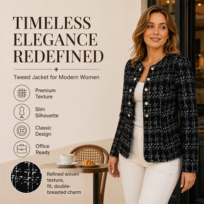🚨Beeil dich!🚨 Vintage-Tweedjacke für Damen, schmal geschnitten