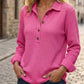 📢📢50%Rabatt!!!🎉✨Langarm-Henley-Shirt aus Waffelstrick für Damen