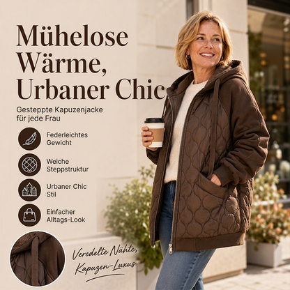 📢📢50%Rabatt!!!🎉✨Damen-Steppjacke mit Kapuze und Einsätzen