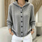 ⏰ Countdown läuft – 50% nur noch 3 Tage! Strick-Cardigan mit Zopfmuster und Kapuze für Damen