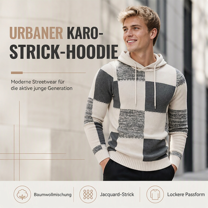 ⏰ Countdown läuft – 50% nur noch 3 Tage! Herren-Casual-Kapuzenstrickpullover mit karierten Patchwork-Elementen
