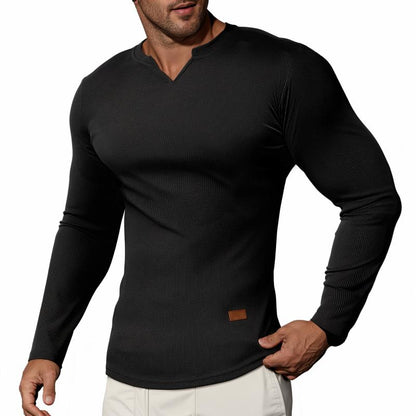📢📢50%Rabatt!!!🎉✨Ripp-Langarmshirt mit V-Ausschnitt für Fitness, Training & Sport