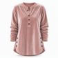 ⏰ Die Aktion läuft aus – also schnell sein lohnt sich! Lässiges, lockeres Samt-Langarmshirt für Damen mit Knopf-V-Ausschnitt