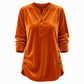 ⏰ Die Aktion läuft aus – also schnell sein lohnt sich! Lässiges, lockeres Samt-Langarmshirt für Damen mit Knopf-V-Ausschnitt