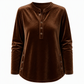 ⏰ Die Aktion läuft aus – also schnell sein lohnt sich! Lässiges, lockeres Samt-Langarmshirt für Damen mit Knopf-V-Ausschnitt